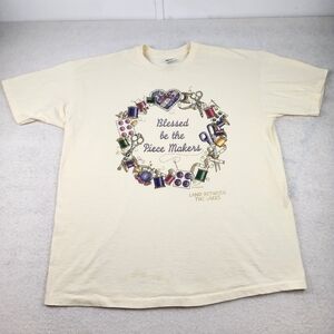 VTG Single Stitch Anvil USA Size 2X Light Yellow Sewing Graphic Shirt